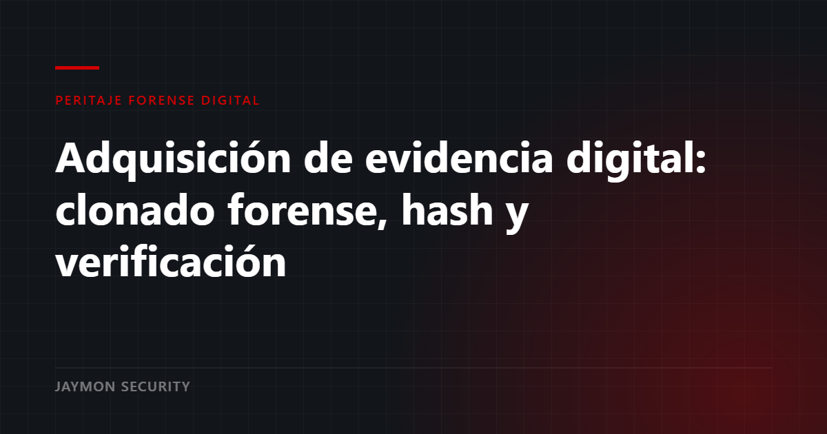Clonado forense de disco con bloqueador de escritura y verificación de hash - Jaymon Security